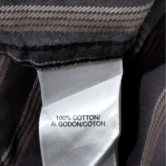 Concepts By Claiborne Mens Shirt 3XL Striped Button-Up Gray Black Long Sleeve - Picture 9 of 9